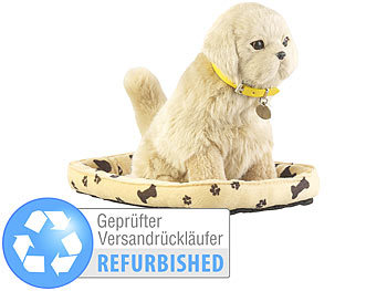 Roboter Hund Plüsch: infactory Funktions-Plüschhund mit Hundekorb,Versandrückläufer