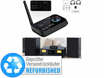 Transmitter TV, Bluetooth: auvisio 2in1-Audio-Sender und -Empfänger mit Bluetooth 5, Versandrückläufer