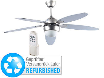 Ventilator Decke Licht: Sichler Deckenventilator mit Holzflügel, Licht, Fernbedienung, Ø 132 cm (ref.)