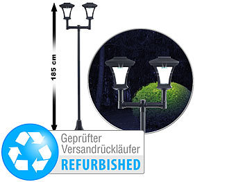 Solar-Laterne hoch: Royal Gardineer 2-flammige Solar-LED-Gartenlaterne, 24 lm, 185 cm (Versandrückläufer)