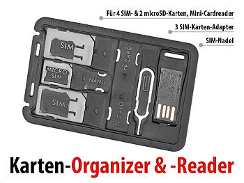PEARL SIM-Karten-Organizer mit microSD-Cardreader