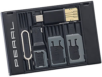 SD Kartenleser: PEARL SIM-Karten-Organizer mit microSD-Card-Reader für USB OTG