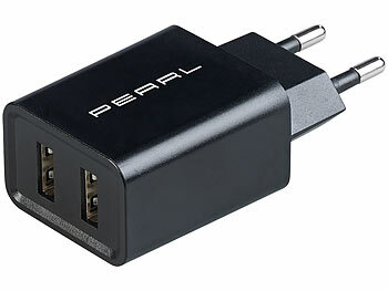 PEARL 2-Port-USB-Netzteil für Mobilgeräte, USB-A, 2,4 A / 12 W, schwarz