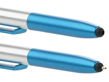 Kugelschreiber mit Touchpen, Handy-Ständer, Handystativ und Taschenlampe