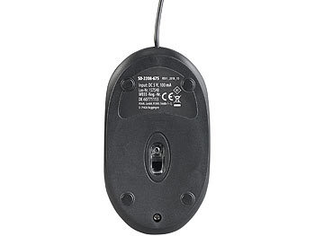 PEARL Optische USB-Maus mit 3 Tasten und 1.000 dpi, kabelgebunden, schwarz