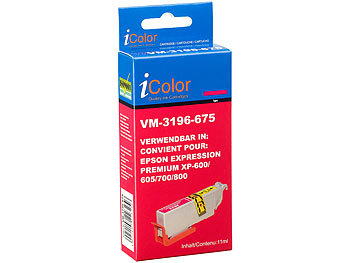 kompatible Tintenpatronen für Tintenstrahldrucker, Epson: iColor Tintenpatrone für Epson (ersetzt T2633 / 26XL), magenta
