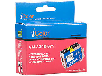 iColor Tintenpatrone für Epson-Drucker (ersetzt T3471 / 34XL), schwarz, 22 ml