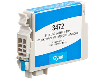iColor Tintenpatrone für Epson-Drucker (ersetzt T3472 / 34XL), cyan, 14 ml