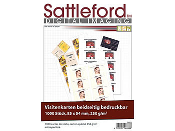 Visitenkarten Papier: Sattleford 1.000 Visitenkarten, microperforiert, Inkjet & Laser, 250g/m², 85 x 54