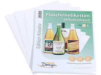 Flaschenettiketten: Your Design 128 Inkjet-Flaschenetiketten 10x13 cm naturweiß/wischfest