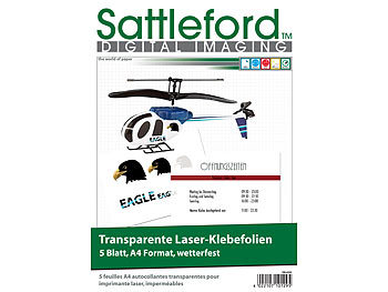 Bedruckbare Folie: Sattleford 5 Klebefolien A4 für Laserdrucker transparent