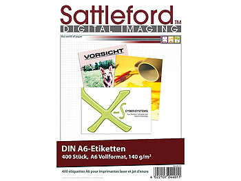 Flaschenetiketten: Sattleford 400 Etiketten A6 105x148 mm für Laser/Inkjet