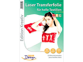 Your Design 12 T-Shirt Transferfolien für weiße Textilien A4 Laser