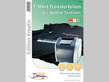Your Design 8 T-Shirt Transferfolien für dunkle Textilien A4 Laser