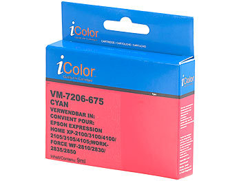 iColor Tintenpatrone für Epson-Drucker (ersetzt C13T03A24010 / 603XL), cyan