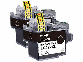 iColor 2er-Set Tinte für Brother, ersetzt LC422XLBK, schwarz, bis 6000 Seiten