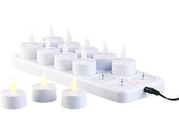 Lunartec 12er-Set Akku-LED-Teelichter mit Dekogläsern, Versandrückläufer