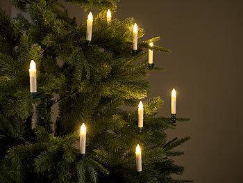 Lunartec 30er-Set LED-Outdoor-Weihnachtsbaum-Kerzen mit Timer, warmweiß, IP44