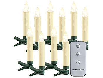 aussen Weihnachts-Kerzen: Lunartec LED-Outdoor-Weihnachtsbaum-Kerzen mit Timer, warmweiß, 10er-Set, IP44
