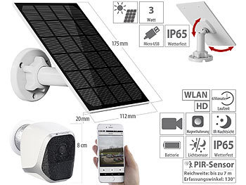 Outdoor Kamera Solar: VisorTech IP-HD-Überwachungskamera mit Solarpanel
