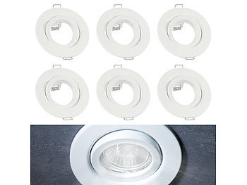 Lampen-Einbaufassungen: Luminea 6er-Set Einbaurahmen für MR16, weiß, schwenkbar