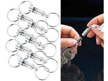 Schlüsselbund: Semptec 8er-Set Metall-Schlüsselanhänger mit schnellem Easyclip-Mechanismus