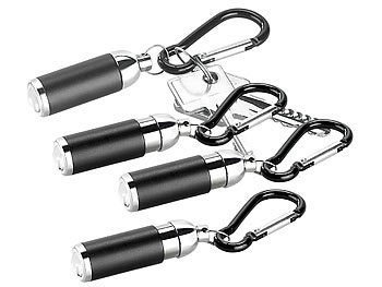 Kleine Taschenlampen: PEARL 4er-Set fokussierbare Mini-Taschenlampen mit Schlüsselanhänger