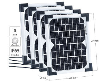 Solaranlage Panele: revolt 4er-Set mobile Solarpanele mit monokristalliner Solarzelle 5 W
