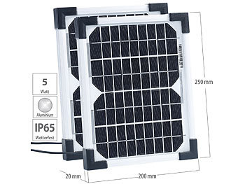 Photovoltaik-Panels: revolt 2er-Set Solarpanele mit monokristalliner Solarzelle 5 Watt