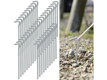 Hering: Semptec 40er-Set XL-Stahl-Zelthaken für alle Bodenarten, 21 cm lang, 6 mm dick