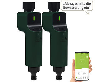ZigBee Magnetventil: Royal Gardineer 2er-Set Zigbee-Bewässerungscomputer mit Ventil, App- & Sprachsteuerung