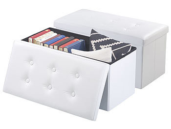 Sitz-Box: infactory 2er-Set faltbare 2in1-Sitzbänke und -truhen, 80 l, bis 300 kg, weiß
