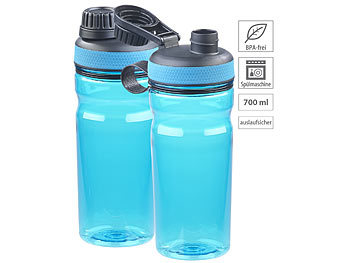 Outdoorflaschen: Speeron 2er-Set BPA-freie Sport-Trinkflaschen, 700 ml, auslaufsicher, blau