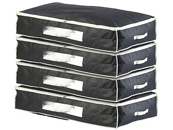 Aufbewahrungsboxen: infactory 4er-Set Unterbettkommoden mit Sichtfenster & Handgriffen, 100x48x18 cm