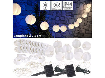 Lampignon Lichterkette: Lunartec 2er-Set Solar-LED-Lichterketten, warmweiß, je 20 Lampions, 3,8 m, IP44