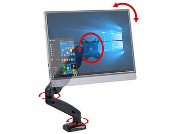Monitorständer: General Office Gasgefederter Monitor-Schwenkarm bis 81 cm/32", Pivot, VESA-kompatibel