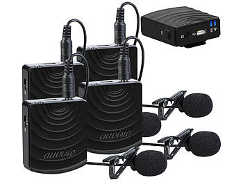 auvisio Vier Digital-Funkmikrofon & -Empfänger-Sets, Klinke, 2,4 GHz, 25 m