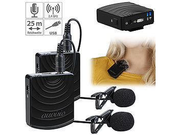Mikrofon-Funkset: auvisio Zwei Digital-Funkmikrofon & -Empfänger-Sets, Klinke, 2,4 GHz, 25 m
