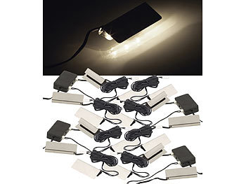 Boden-Beleuchtung: Lunartec 4er-Set LED-Glasbodenbeleuchtungen, 16 Klammern mit 48 LEDs