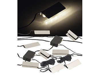 Klemmleuchte: Lunartec 2er-Set LED-Glasbodenbeleuchtungen, 8 Klammern mit 24 LEDs