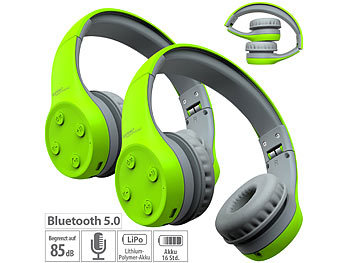 Kopfhörer Bluetooth: auvisio 2er-Set Over-Ear-Stereo-Headset für Kinder, Lautstärke-Begrenzung, BT5