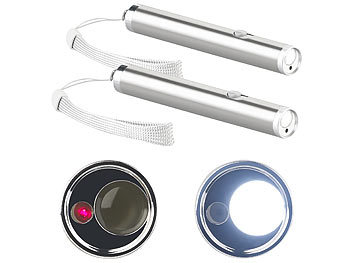 Mini Taschenlampe: PEARL 2er-Set 2in1-LED-Taschenlampe & Laserpointer, Edelstahl-Gehäuse