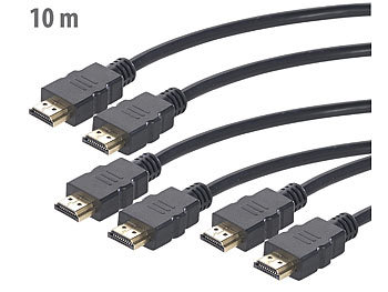 Monitorkabel: auvisio 3er-Set High-Speed-HDMI-Kabel für 4K, 3D & Full HD, HEC, schwarz, 10 m