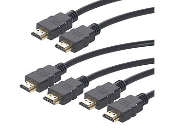 auvisio 3er-Set High-Speed-HDMI-Kabel für 4K, 3D & Full HD, HEC, schwarz, 1 m
