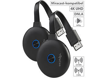 HDMI Dongle: TVPeCee 2er Pack WLAN-HDMI-Streaming-Empfänger für Miracast, AirPlay & DLNA