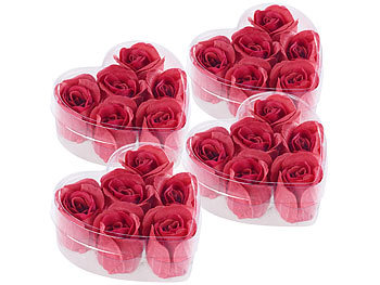 Duft-Rosen Bäder: PEARL 4er-Set Geschenkboxen mit je 6 roten Rosen-Duftseifen
