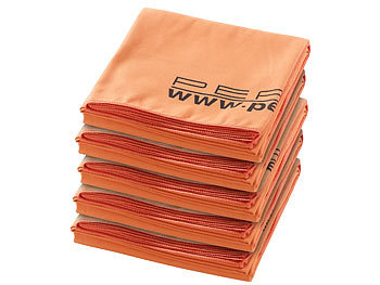 Reise-Handtuch: PEARL 5er-Set extra-saugfähige Mikrofaser-Badetücher, 180 x 90 cm, orange