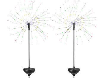 Lunartec 2er-Set Garten-Solar-Lichtdekos mit Feuerwerk-Effekt, 120 LEDs, IP44