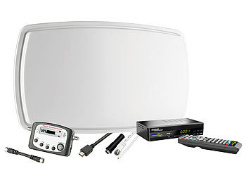 Sat Komplett Anlagen: esoSAT Sat-TV-Starterset für vier Benutzer (Quad-LNB), mit Flachantenne
