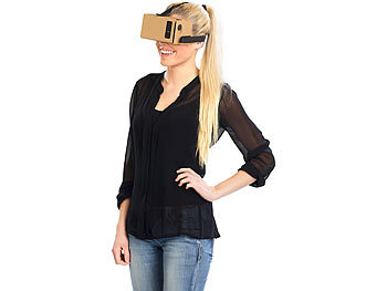 PEARL Virtual-Reality-Brille VRB50.3D, Bausatz für Smartphones (4"-5")